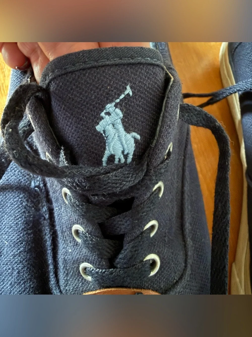 Polo Ralph Lauren Thornton Boat Shoes Navy Blue Size 12 D Leather Accents